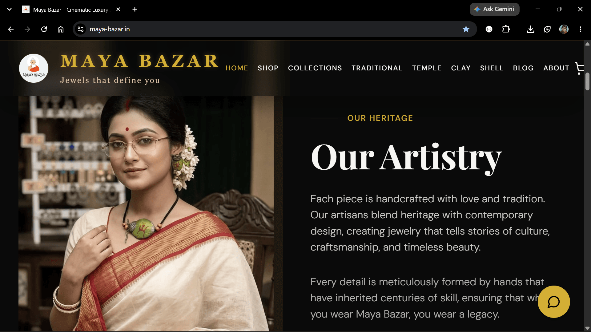 Maya Bazar website — Our Story page