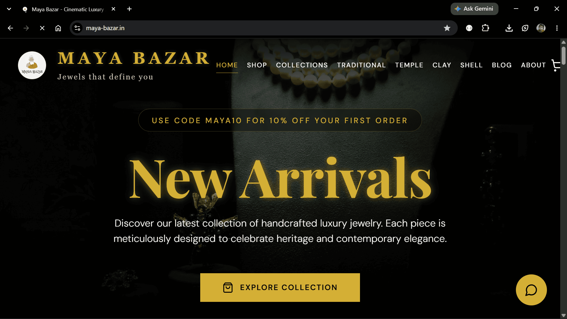 Maya Bazar website homepage